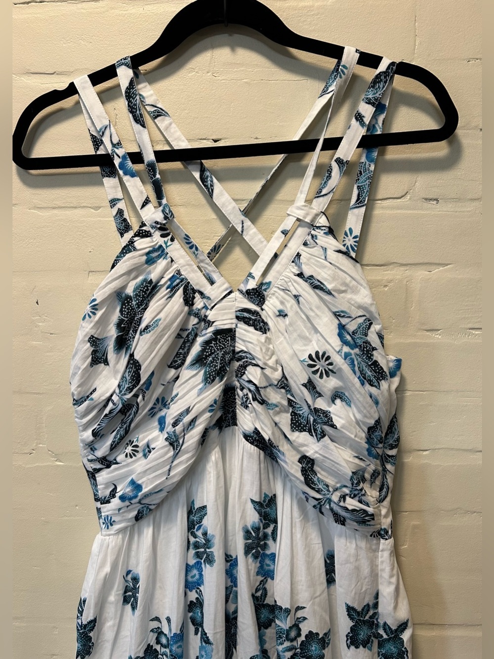 NWT WHBM Rain Floral Halter Maxi Dress Blue White Strappy Size 10 - Picture 4 of 10